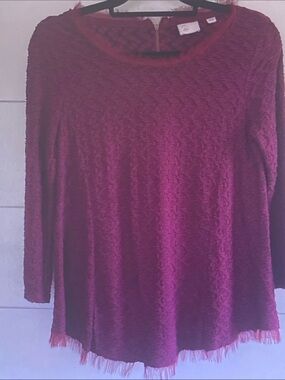 Anthropologie Textured Long Sleeve Top in Plum